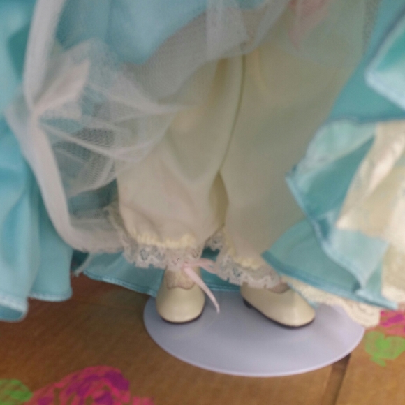 Porcelain Brunette Victorian Doll with Stand - Picture 10 of 11